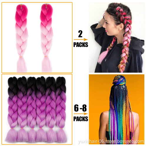 Factory Wholesale kanikalon synthetic  braiding hair 82inches 165g  Jumbo Braid,Synthetic Braiding Hair Extension